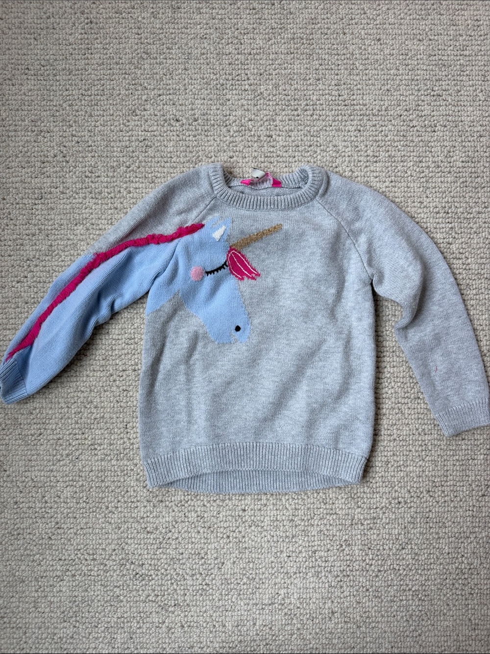 Joules Light Gray Unicorn Sweater
